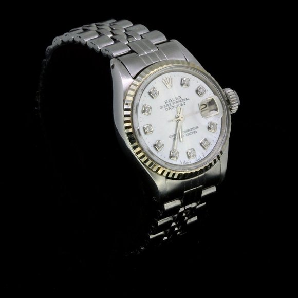 Rolex Ladies Datejust Date Oyster Steel Diamond Dial 14K White Gold Bezel Watch main image 10
